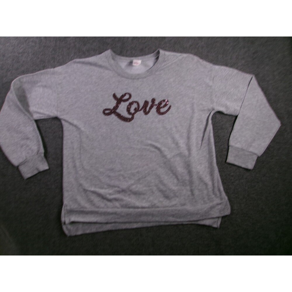 No Boundaries Sweatshirt Women Extra Large Gray Pullover Causal Cozy Love Lounge